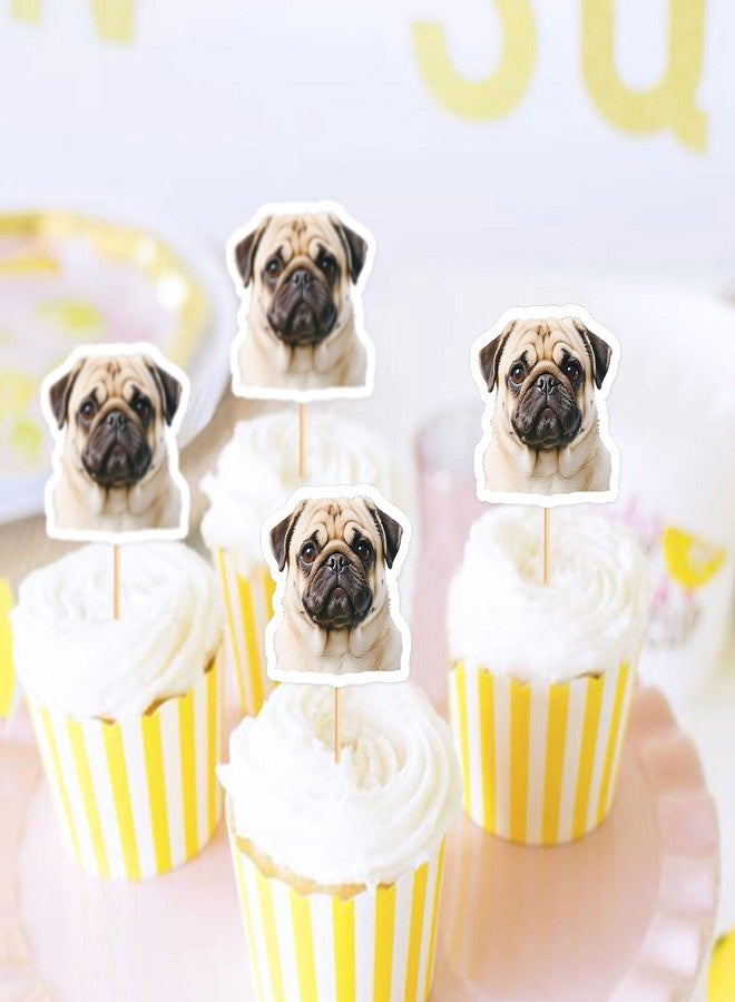 Ercadio 24 Pcs Pet Dog Cupcake Toppers Dog Themed Birthday Party Supplies Cute Pugs Puppy Birthday Party Baby Shower Party Cake Decorations - Image 4