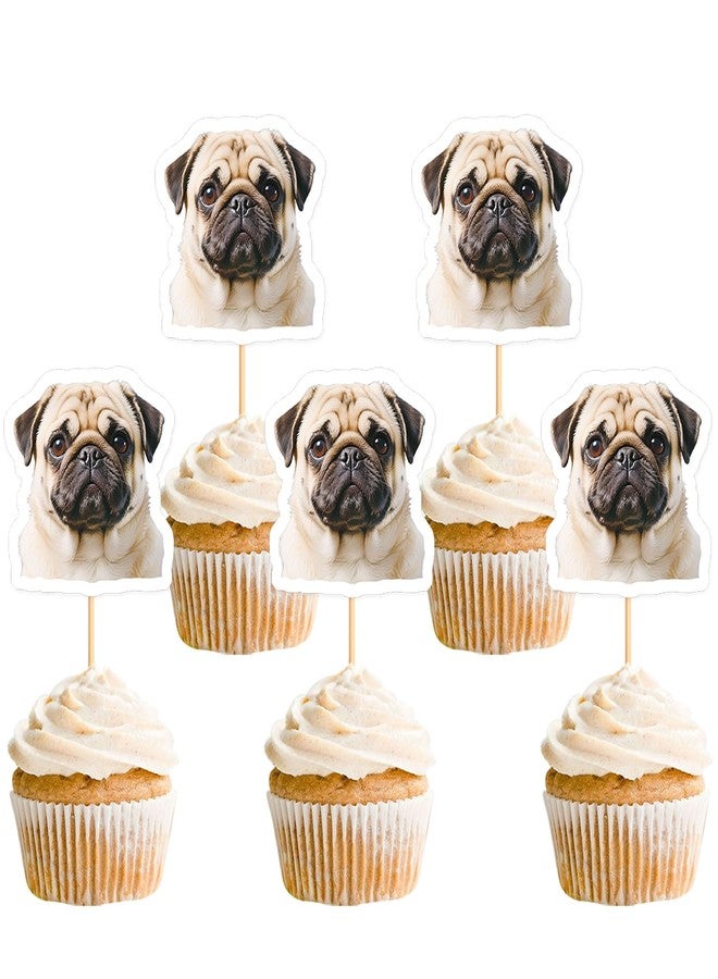 Ercadio 24 Pcs Pet Dog Cupcake Toppers Dog Themed Birthday Party Supplies Cute Pugs Puppy Birthday Party Baby Shower Party Cake Decorations - Image 1