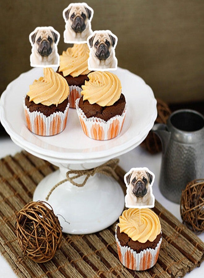 Ercadio 24 Pcs Pet Dog Cupcake Toppers Dog Themed Birthday Party Supplies Cute Pugs Puppy Birthday Party Baby Shower Party Cake Decorations - Image 3