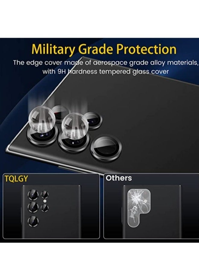 Raxoom Samsung Galaxy S23 Ultra Camera Lens Protector, 9H Tempered Glass Camera Cover Screen Protector Metal Individual Ring for S23 Ultra Accessories with Installation Tray - Image 4