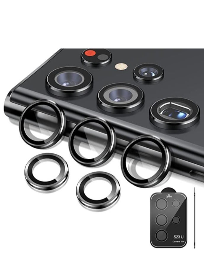 Raxoom Samsung Galaxy S23 Ultra Camera Lens Protector, 9H Tempered Glass Camera Cover Screen Protector Metal Individual Ring for S23 Ultra Accessories with Installation Tray - Image 1