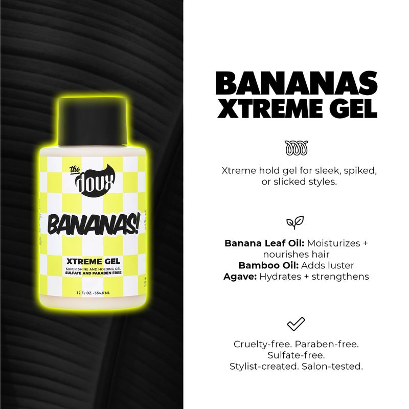 THE DOUX Bananas Xtreme Hold Hair Gel for Curly Hair â€“Strong Hold Styling Gel with Frizz Control & Shine â€“Hair Gel for Women & Men, Curl Gel for Wavy Hair, Natural Hair, Protective Styles & Defined Curls, 12oz - Image 3
