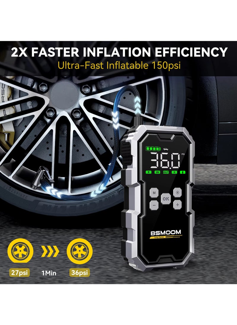 Generic - 4 in 1 Car jump starter 21800mAh 12V Power Bank Type C USB Charger Flashlight 150 PSI Air Compressor Peak Current 6000A - Image 1