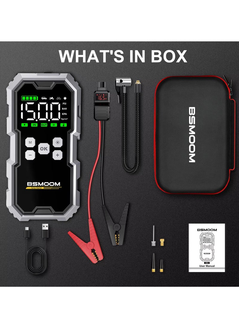 Generic - 4 in 1 Car jump starter 21800mAh 12V Power Bank Type C USB Charger Flashlight 150 PSI Air Compressor Peak Current 6000A - Image 1