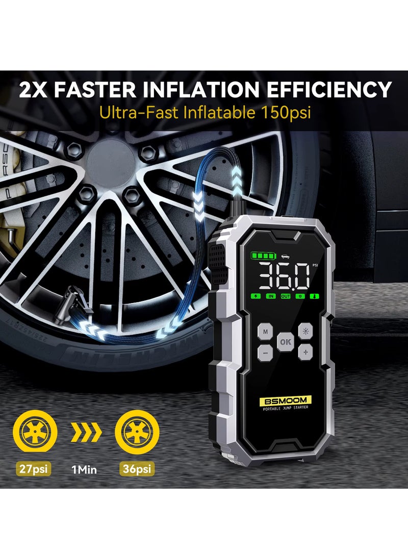 Generic - 4 in 1 Car jump starter 21800mAh 12V Power Bank Type C USB Charger Flashlight 150 PSI Air Compressor Peak Current 6000A - Image 1