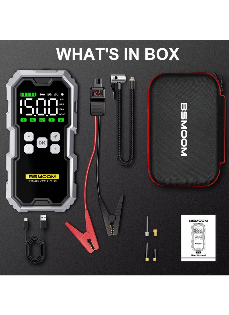 Generic - 4 in 1 Car jump starter 21800mAh 12V Power Bank Type C USB Charger Flashlight 150 PSI Air Compressor Peak Current 6000A - Image 1