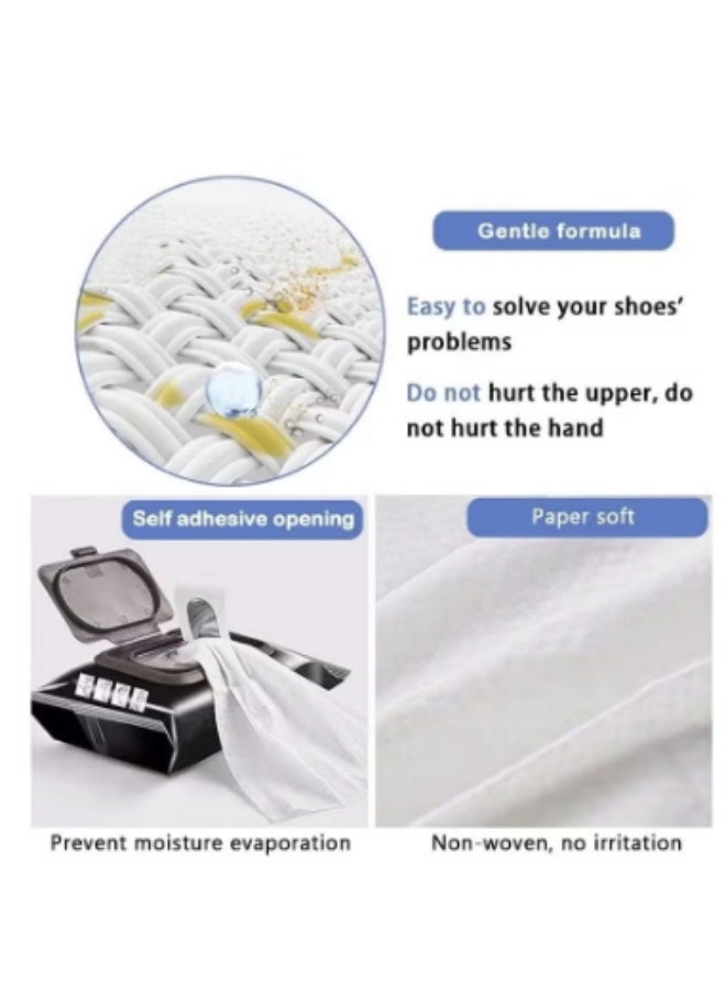 مناديل تلميع الأحذية مناديل مبللة سريعة التنظيف للأحذية الرياضية والصنادل والأحذية الجلدية منظف أحذية مناسب للسفر لإزالة الأوساخ والتلميع محلول سريع ومريح للعناية بالأحذية - 80 قطعة - Image 3