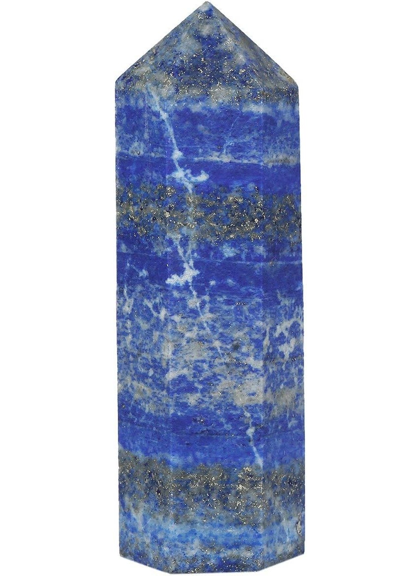 SUNYIK Lapis Lazuli Quartz Self Standing 6 Facet Single Point Figurine Sphere, 2"-3.2"