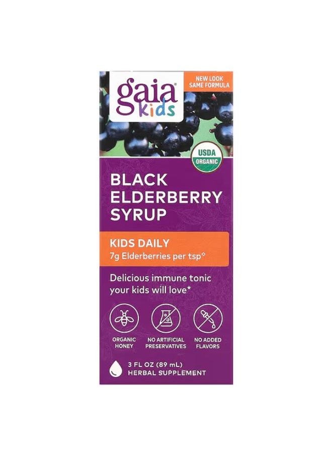 Gaia Herbs Kids Daily, Black Elderberry Syrup, 3 fl oz (89 ml) 