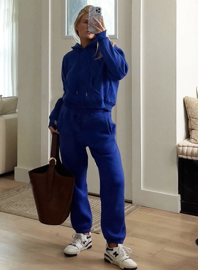 Flygo Womens Fleece 2 Piece Outfits Sweatsuit Crop Pullover Sweatshirt Joggers Pants Tracksuit Set(RoyalBlue-M) - Image 2