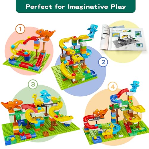 Anpcso Dinosaur Marble Run Building Blocks STEM Toys for Kids Ages 38 127 Pcs Construction Set with 3 Dinos Ball Run Track 4 in 1 Modular Design Learning Toys for Boys Girls Christmas Birthday Gift - Image 5