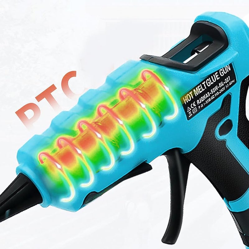 Blue Cordless Hot Glue Gun 18V Battery Fast Preheat Anti Drip Ceramic Nozzle DIY Tool - Image 4