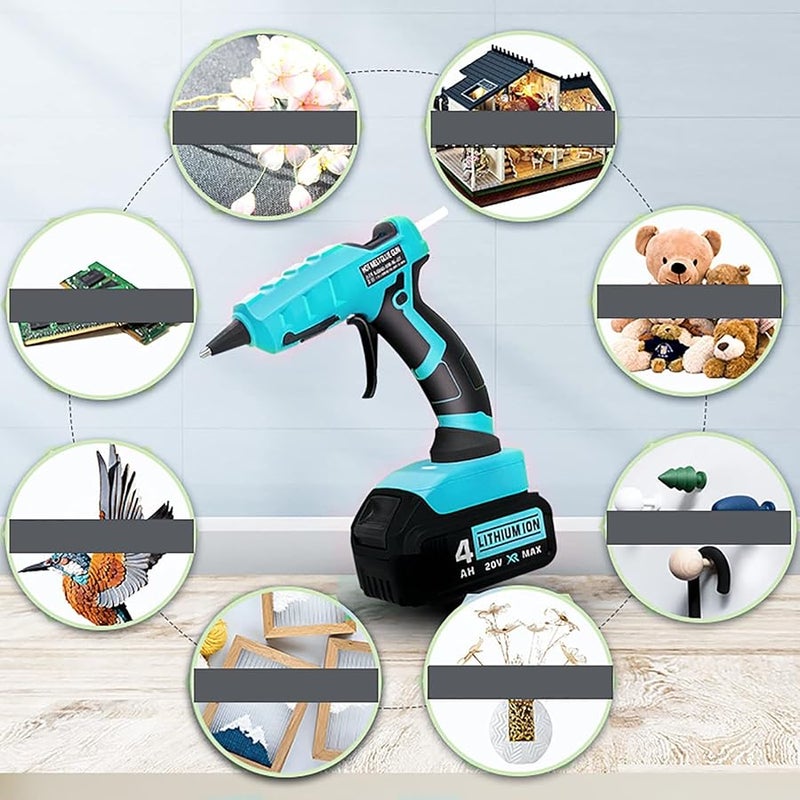 Blue Cordless Hot Glue Gun 18V Battery Fast Preheat Anti Drip Ceramic Nozzle DIY Tool - Image 3