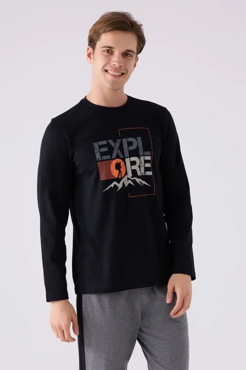 Arnetta Men's Black Long Sleeve Pajama Set 3138
