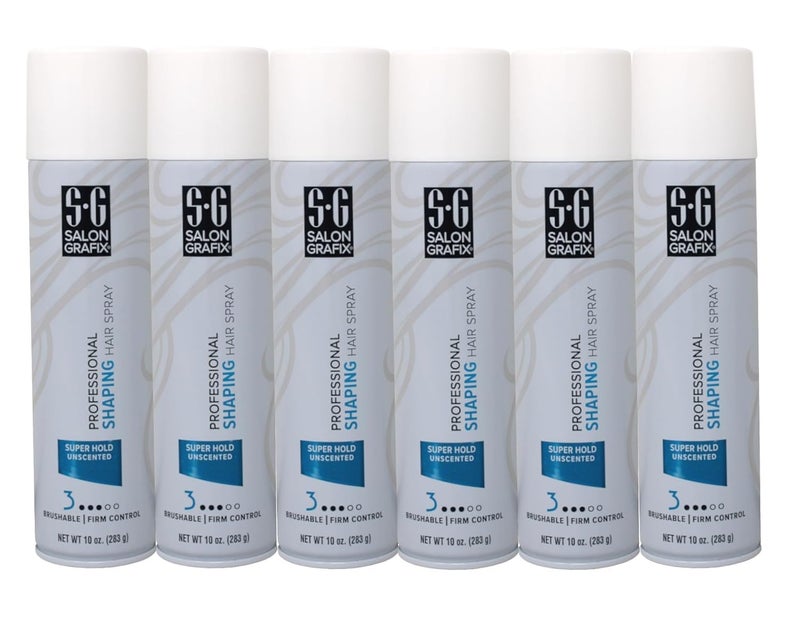 Salon Grafix Shaping Hair Spray Super Hold - Flexible and Brushable - Hairspray for Women and Men - Professional Quality Results - Unscented - 10 oz (Pack of 6) - Image 1