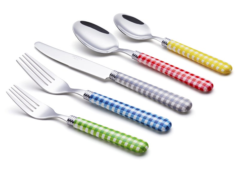 ANNOVA Silverware Set Stainless Steel Colorful Tableware Kitchen Flatware Set Utensils, Includes Dinner Knives, Forks, Spoons, Salad Forks & Dessert Spoons (Mix/Checkered, 20 Pieces) - Image 4