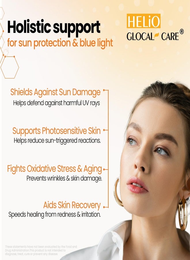 GlocalCare Helio – مكمل غذائي غني بمضادات الأكسدة للحماية من الشمس وتجديد البشرة مع مستخلصات Polypodium وNutroxsun وAstaxanthin والرمان – يحارب الشيخوخة الضوئية والإجهاد التأكسدي – (30 كبسولة) - Image 2