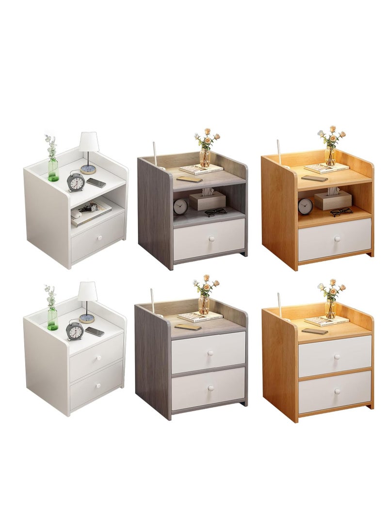 Bedside Table,2-Tier Nightstand, End Table Cabinet with 2 Storage Drawer, Wooden Minimalist Multi-function Modern Style Bedside Storage Small Cabinet