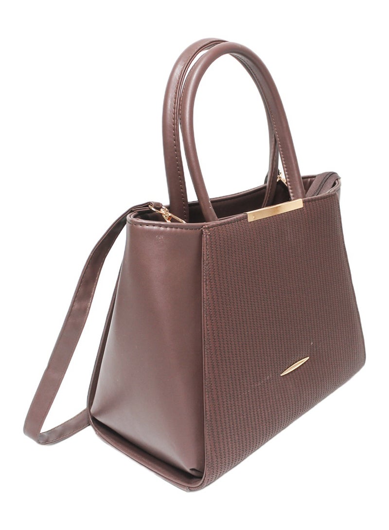 Glitter Women Bag with Cross Hand - Brown - Image 1