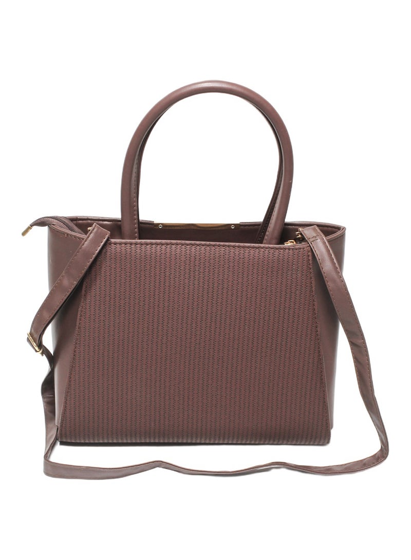 Glitter Women Bag with Cross Hand - Brown - Image 3