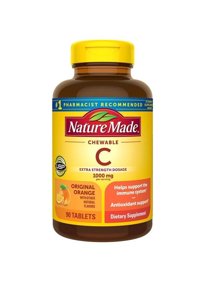 Nature Made Extra Strength Dosage Chewable Vitamin C 1000 mg per serving, Dietary Supplement for Immune Support, 90 Tablets, 45 Day Supply  - Image 1