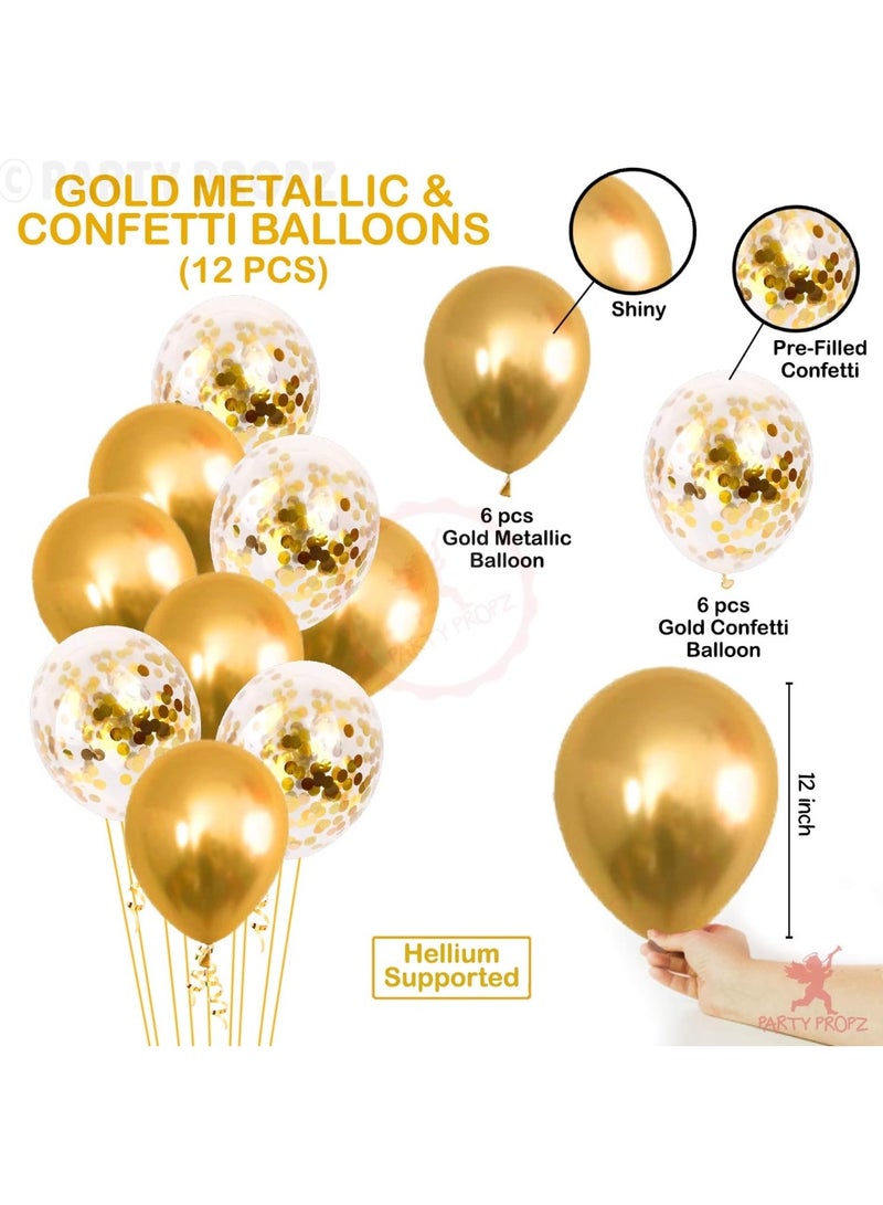 طقم بالونات عيد ميلاد ذهبي 25 قطعة – بالونات فويل هابي بيرثداي + بالونات كونفيتي ومعدنية – زينة عيد ميلاد للأطفال، الأولاد والبنات، مستلزمات حفلات عيد الميلاد وزينة الحفلات - Image 4