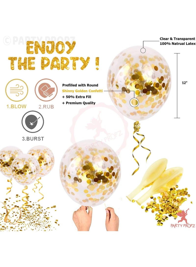 طقم بالونات عيد ميلاد ذهبي 25 قطعة – بالونات فويل هابي بيرثداي + بالونات كونفيتي ومعدنية – زينة عيد ميلاد للأطفال، الأولاد والبنات، مستلزمات حفلات عيد الميلاد وزينة الحفلات - Image 3