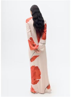 MANGO Satin Dress With Floral Print  - Image 2