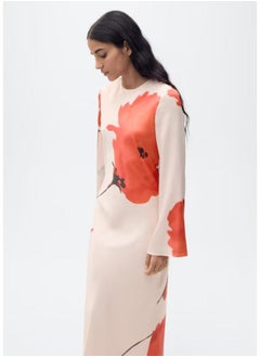 MANGO Satin Dress With Floral Print  - Image 4