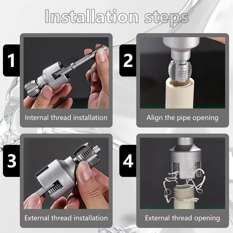 Pipe Threader for Electric Drill | Quick Setup Gadgets,Internal External Pipe Threading Tool | for Plumbers Professionals Technicians Homeowners Commercial Building - Image 4