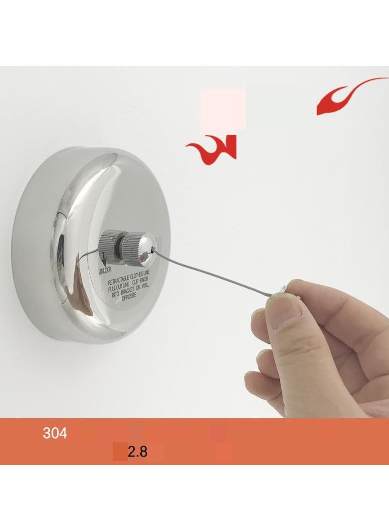 Loquat Stainless Steel Wall Mounted Clothes Line(2.8 Meter Circular Steel Wire Rope with Pulley Punching)