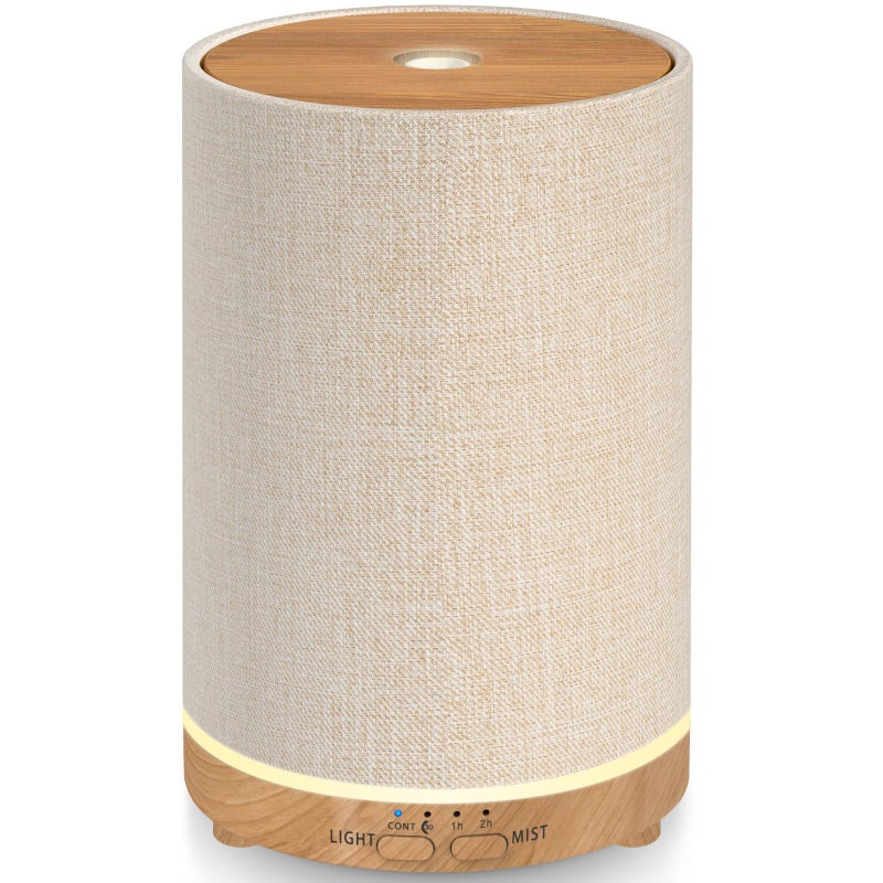 URPOWER 100ML Essential Oil Diffusers for Home with Linen Cover 7 Color Changing Lights, Timer & Auto-Off Scent Diffuser Oil Machine Humidifier Aromatherapy Air Diffusers for Bedroom, Office - Image 1