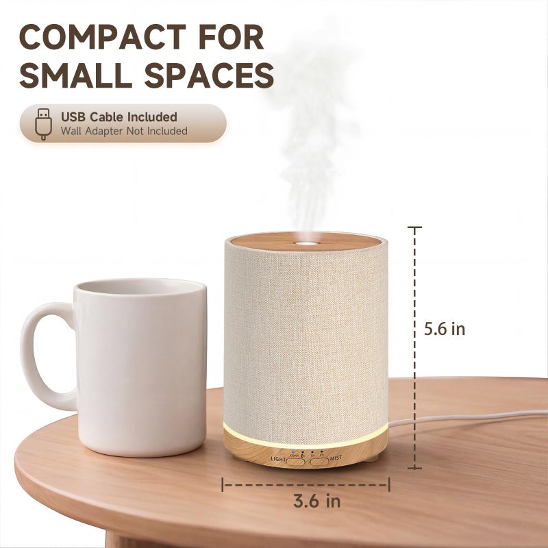 URPOWER 100ML Essential Oil Diffusers for Home with Linen Cover 7 Color Changing Lights, Timer & Auto-Off Scent Diffuser Oil Machine Humidifier Aromatherapy Air Diffusers for Bedroom, Office - Image 2