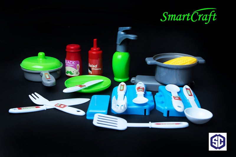 Smartcraft Ultimate Kid Chef Bring Along Kitchen Cooking Suitcase (27 Pieces) Luxury Kitchen Set Cooking Toy with Briefcase Kitchen Food Play Set for Girls & Boys (New)-Made in India - Image 3