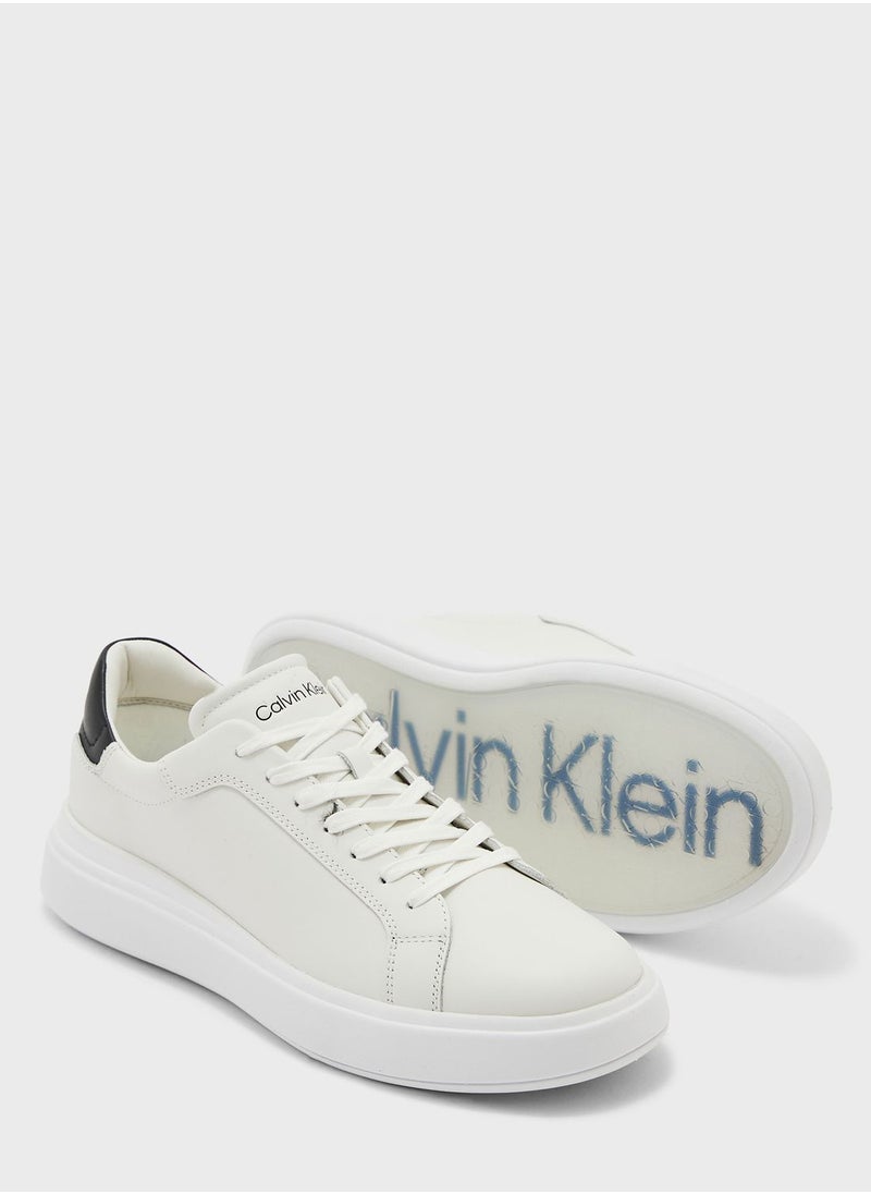 CALVIN KLEIN Low Top Lace Up Leather Trainers  - Image 3