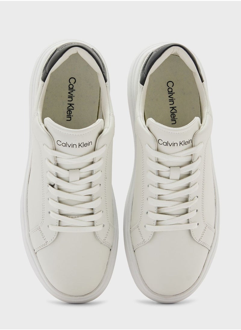 CALVIN KLEIN Low Top Lace Up Leather Trainers  - Image 4