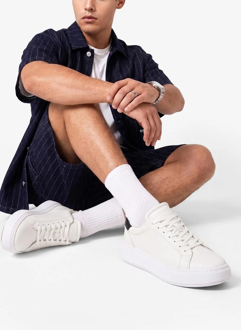 Calvin Klein white Leather Contrast Heel Trainers for Men | Best Price UAE
