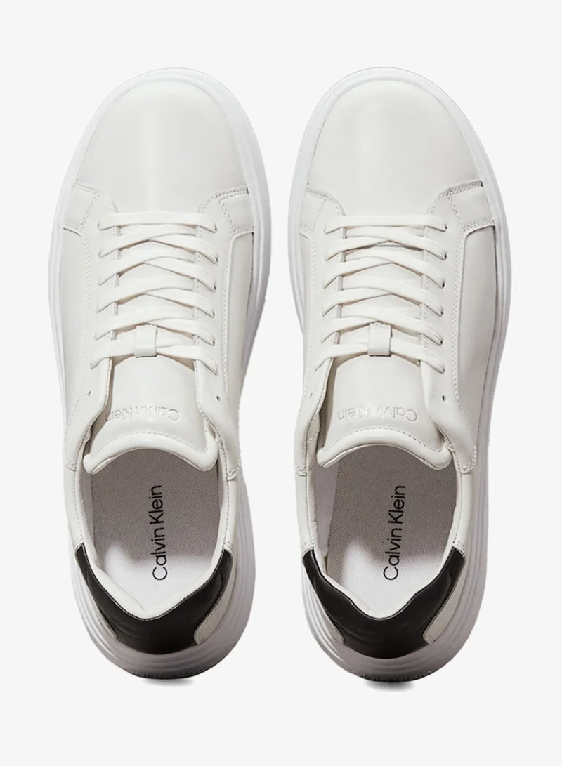 Calvin Klein white Leather Contrast Heel Trainers for Men | Best Price UAE