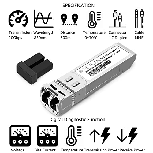 OPSTRAN 10GBASE-SR SFP+ Optical Transceiver Module Compatible with Fortinet FN-TRAN-SFP+SR FS-TRAN-SFP+SR FG-TRAN-SFP+SR 850nm 300m DDM Duplex LC MMF 4 Pack - Image 2