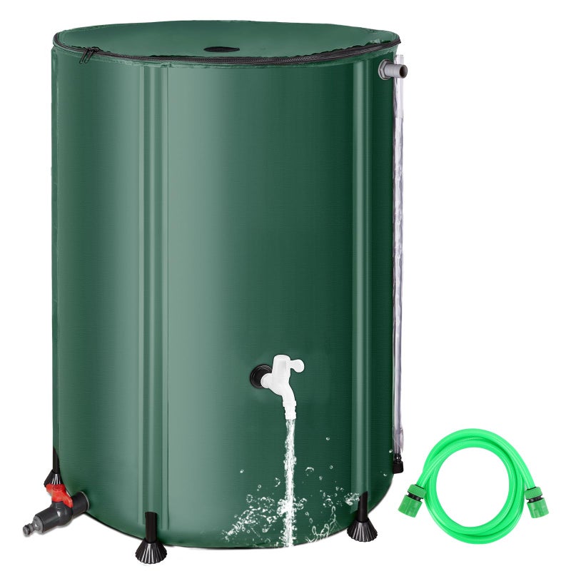 FAMIROSA 50 Gallon / 200L Rain Barrel, Collapsible Rain Barrels to Collect Rainwater from Gutter with Spigots and Overflow, 500D PVC Portable Rain Water Collection Catching System, Water Catcher Tank - Image 1