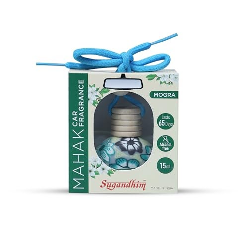 Sugandhim Mahak Mogra Car Air Freshener, Hanging Perfume Bottle Scent Diffuser for Cars, Natural Flower Oil Fragrance- Lasts 65 days, 15ml x 2 bottles.Non Toxic, Non Alcoholic, Made In India - Image 2