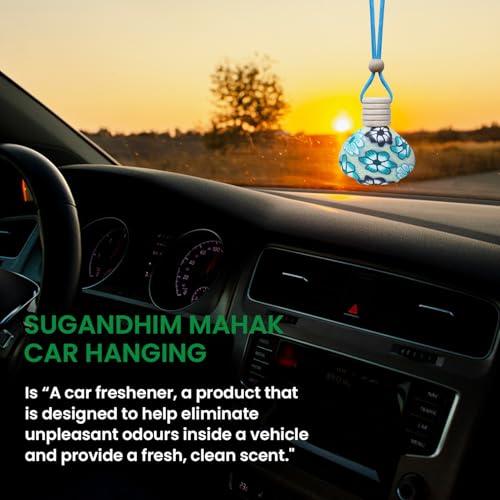 Sugandhim Mahak Mogra Car Air Freshener, Hanging Perfume Bottle Scent Diffuser for Cars, Natural Flower Oil Fragrance- Lasts 65 days, 15ml x 2 bottles.Non Toxic, Non Alcoholic, Made In India - Image 4