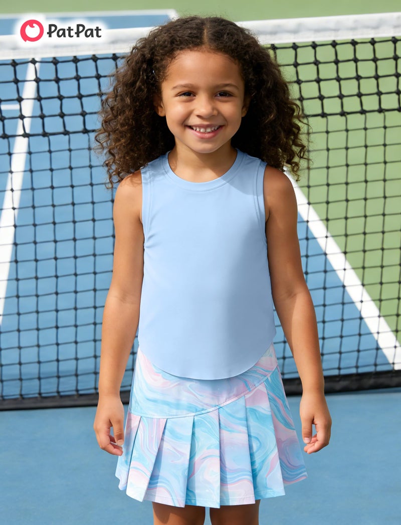 PATPAT Girls 2 Piece Tennis Skirt Set Size 6-7 Pink Tank Tops and Tie Dye Skort Athletic Sets Sleeveless Tops + High Waisted Pleated Skort 2 Piece Outfits Clothes for Girls Gym Outfits Activewear - Image 2