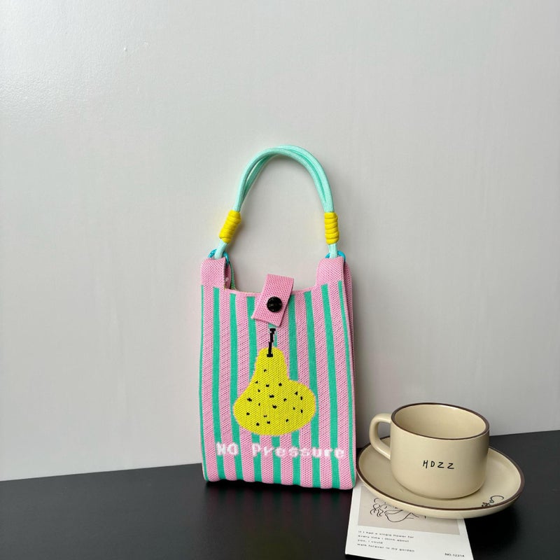 Niche Design Cute Cartoon Mini Knitted Mobile Phone Bag, Versatile, Compact, Portable, Commuting Crossbody Small Square Bag - Image 3