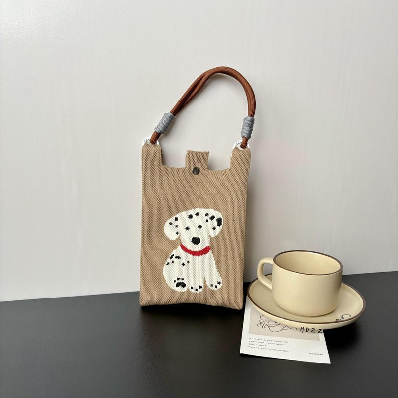Niche Design Cute Cartoon Mini Knitted Mobile Phone Bag, Versatile, Compact, Portable, Commuting Crossbody Small Square Bag - Image 4