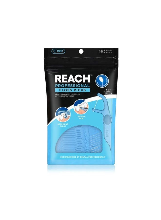 REACH Interdental Flosser Pick | Acute angle for better reach | Dented for Better Grip, PFAS FREE | 90 Flossers, Mint Flavor - Image 1