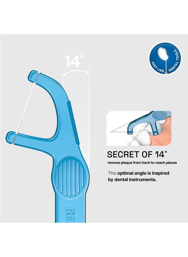 REACH Interdental Flosser Pick | Acute angle for better reach | Dented for Better Grip, PFAS FREE | 90 Flossers, Mint Flavor - Image 3