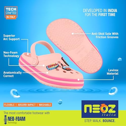 Neoz Casual Slingback Clogs for Kids with Soft Sole | Slip-On Breathable, Lightweight | Comfortable & Durable | Stylish Indoor & Outdoor Sandals Clogs for Kids, K-SKR-SUPER-ROSA_4 - Image 3