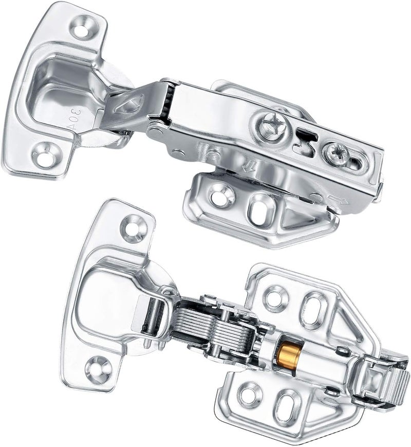 BEANPRECOY 12 Pcs Kitchen Cupboard Hinges Cabinet Hinges Full Overlay Face Frame Soft Close European Hinges Hidden Hinge Stainless Steel Self Closing Door Hinges Concealed with Mounting Screws Cupboard Closet - Image 3