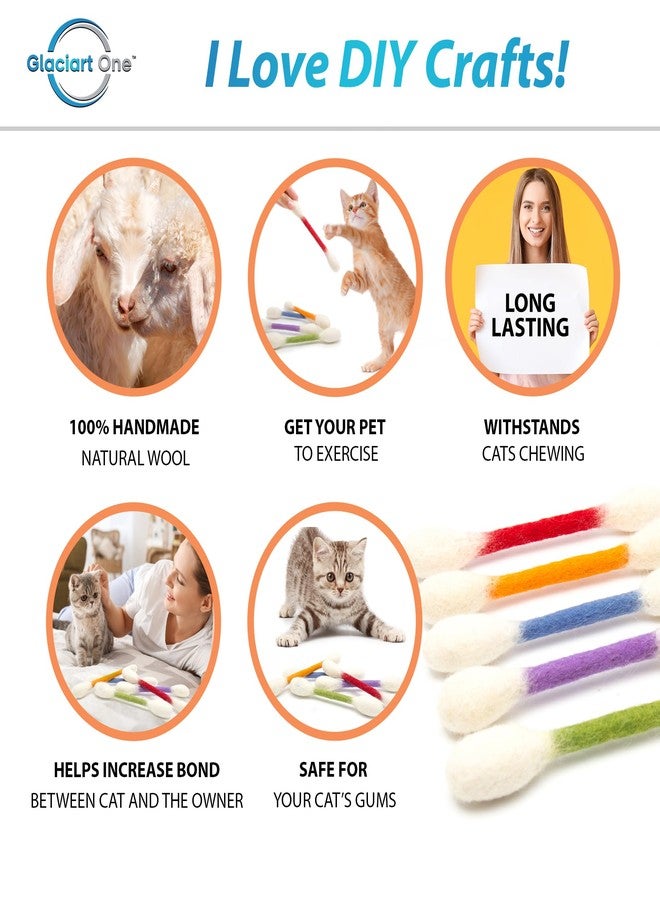 Glaciart One Swabs Cat Toys with Catnip - 6 Pk | Durable for Chew, Cute Cat Toys Interactive Kitty for Boredom, Exercise, & Play | Filled w/Organic Catnip for Anxiety & as Digestive Aid | Gift Idea - Image 2